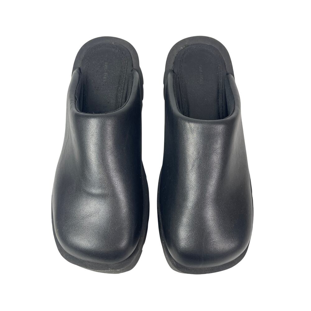 Oak + Fort Women's Black Chunky Platform Lug Sole Square Toe Clog Mules Size 8 - Picture 2 of 6